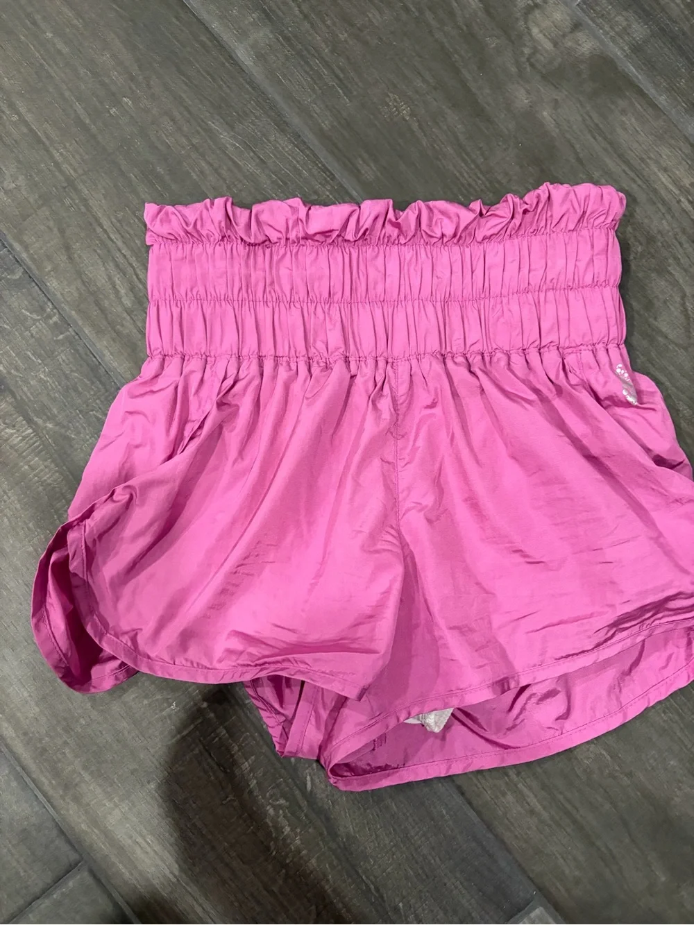 Free People Pink Shirred Waist Athletic Shorts